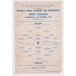 Football programme, Reading v Arsenal, Southern Junior Floodlit Cup, 5 October, 1960, single