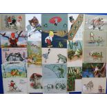 Tony Warr Collection, Postcards, a selection of approx. 50 illustrated cards of frogs. Artists