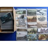 Postcards, a full shoebox containing a quantity of topographical and subject cards, mostly