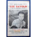 Boxing autograph, Lee Savold, 12-page programme signed to front cover by Savold for exhibition