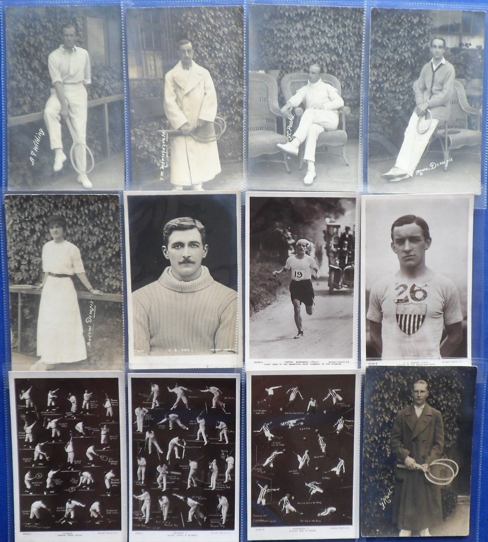 Sport, Postcards, a collection of 12 cards, mostly RP's inc. Tennis, Football, Cricket, Marathon