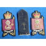 Militaria, 2 bullion Queen's Crown Full Dress arm badges, 1 Scots Guards and 1 Coldstream Guards