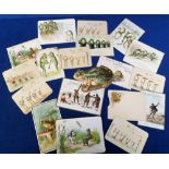 Ephemera, Tony Warr Collection, 19 Victorian greetings cards all featuring frogs. Subjects include