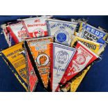 Football pennants, a collection of 30+ pennants, early 1980's, mostly on vinyl, various Clubs inc.
