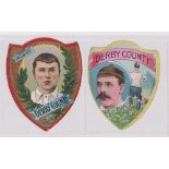 Trade cards, Football, Baines, Derby County, two different shield shaped type cards, 'Derby