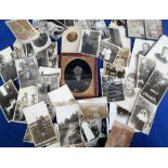 Photographs, to include a Daguerreotype of an elderly gentleman with a stick in leather backed