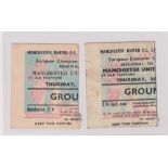 Football tickets, Manchester United v Real Madrid, EC Cup semi final, 1968, two half ticket stubs (