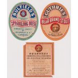 Beer labels, John Jeffrey & Co Ltd, a selection of 3 circa 1930's bottled for export labels,