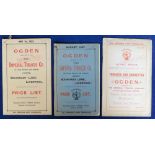 Tobacco advertising, Ogden's, 2 company price lists, one 1907 with 40 pages and separate pricing
