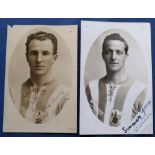 Football postcards / autographs, Huddersfield Town, 2 player portrait images WH Smith and W