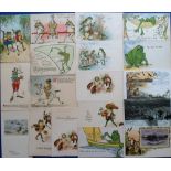 Tony Warr Collection, Postcards, a selection of approx. 35 illustrated cards of frogs. Artists