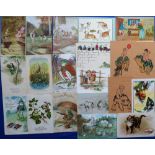 Tony Warr Collection, Postcards, a selection of approx. 38 illustrated cards of frogs. Artists