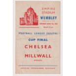 Football programme, Chelsea v Millwall, 7th April, 1945, Football League (South) Cup Final, played