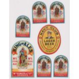 Beer labels, a selection of 7 labels, pre-war King of Ales Label for No 1 Strong Ale (110mm high)