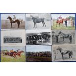 Postcards, Horseracing, 9 cards, RP's & printed showing Racehorses, training gallops, Turf Club