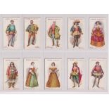 Cigarette cards, Ogdens, 2 sets, British Costumes from 100BC-1904 & Famous Rugby Players (both gen