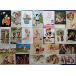 Postcards, a collection of approx. 100 artist-drawn children's cards inc. Tarrant, Spurgin, Flora