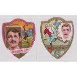 Trade cards, Football, Baines, Manchester City, two different shield shaped type cards, '