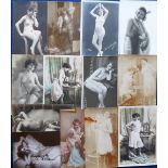 Postcards, a collection of 13 RP cards of semi-clad and nude ladies including lingerie studies,