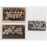 Football postcards & fixture list, Huddersfield Town FC, two photographic teamgroup postcards,