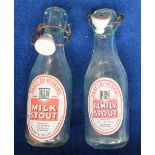 Breweriana, Barclay Perkins, 2 vintage clear glass bottles, both with stopper attachments and