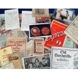Advertising, 30+ early 20th C items to include 3 tobacco flyers (Davies of Chester Sweet Memories,