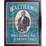 Breweriana, Framed Advertising print for Waltham's Brewery Stockwell Half Guinea Ale and Brown Stout