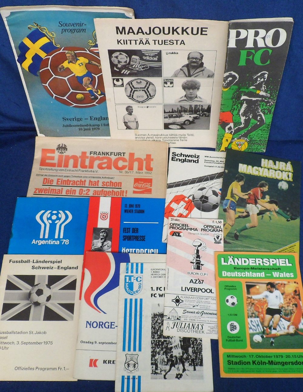 Football programmes, selection of England Internationals and British European club matches all