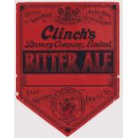 Barrel label, Clinch's Brewery Co Ltd, Isle of Man, a lovely shield shape Bitter Ale Label 188mm