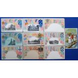 Postcards, 9 stamp cards inc. Australia (5), German East Africa, Greece (2) etc also inc. one card