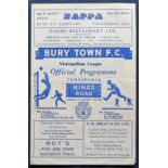 Football programme, Bury Town v Tottenham Hotspur 'A', Metropolitan League, 19 December 1964 (gd) (