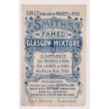Tobacco issue, F & J Smith, paper flyer for 'Smith's Famed Glasgow Mixture', 14cm x 22cm (creased