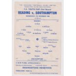 Football programme, Reading v Southampton, 7 December, 1966, FA Youth Cup, single sheet (gd) (1)