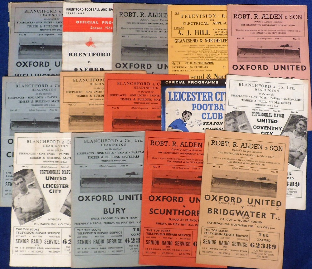 Football programmes, Oxford United, 16 home & away pre-league programmes inc. homes v Bridgwater