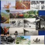 Postcards, a mixed age collection of 65+ cards of Hong Kong showing tramway, ethnic, coloured