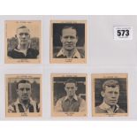 Trade cards, Klene (Val Footer Gum) Footballers, 5 cards nos 6 Morton West Ham, 7 Welsh Charlton, 41