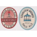 Beer labels, R Henderson & Co, Alloa, India Pale Ale (v.o) c1890's (gen gd) & Edinburgh Brewed