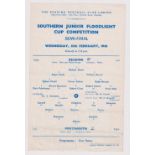 Football programme, Reading v Portsmouth, Southern Junior Floodlit Cup semi final, 15 February 1961,