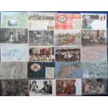 Postcards, a subject mix of approx. 55 cards including gambling, heraldic, maps and fokelore,