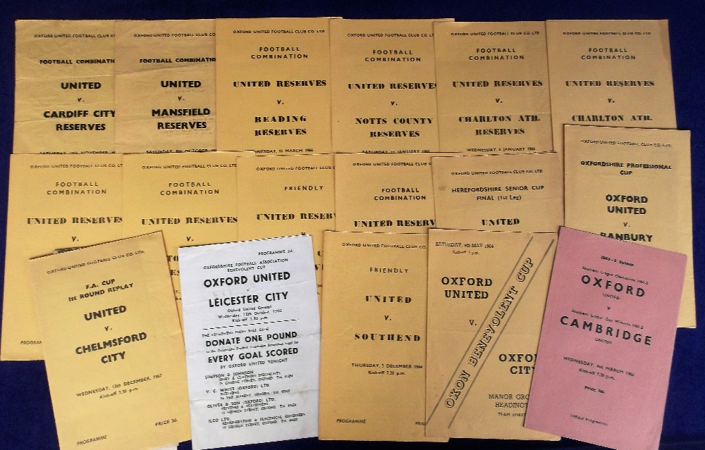 Football programmes, Oxford United, 17 home programmes, ten 4-page home RESERVE programmes, 1964/