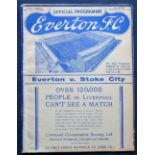 Football programme, Everton v Stoke City, 27 November 1937, Division 1 (ex-binder, gd) (1)