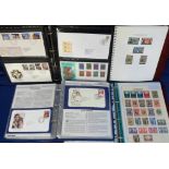 Stamps, Box of 9 albums and stockbooks, 1 empty, including Jersey and Guernsey UM, Diana FDC tribute