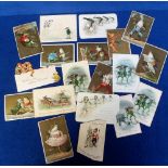 Ephemera, Tony Warr Collection, 19 Victorian greetings and trade cards 18 with frogs and one with