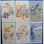 Postcards, Lawson Wood, a set of 6 cards from the Valentines published pre-Historic series nos