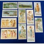 Ephemera, De La Rue, 12 Christmas cards featuring girls in classical poses, birds and choirs (gen gd