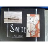 Photographs, an album entitled 'Sweden Aug 1956', 18 pages of mostly b/w images laid down single