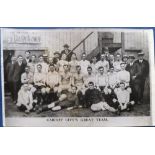 Football photograph, Cardiff City, b/w photo showing Cardiff playing staff and officials prior to