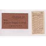 Trade card, Robert Boyle & Sons, celluloid calendar for 1916 in printed card envelope (vg)