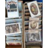 Postcards, a collection of approx. 500 cards with a few embroidered silks. Actresses (Dare sisters