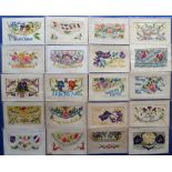 Postcards, Silks, a collection of 30 WW1 embroidered silk cards, all greetings (mass, birthday,